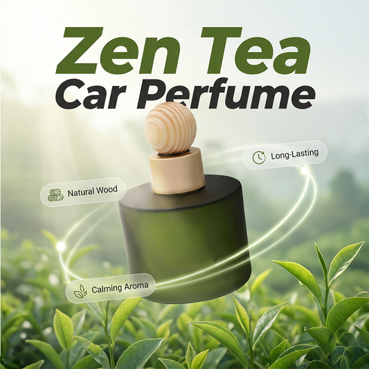 🌸 50% RABATT NU! Bilparfym med naturlig trädiffusor – Zen Tea, elegant frostat glas & långvarig doft – för en lugn och skön körning 🚗✨