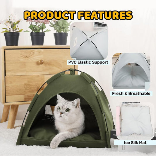 🐱 50% RABATT NU! Portabel kattent med kudde – andningsbar, mysig & halvsluten design – för trygga och bekväma kattvila 🏠✨