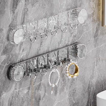 🧺 50% RABATT NU! Punchless korrugerad roterande sugkoppshängare – borrfri installation, rundade krokar & platsbesparande – perfekt för kök, badrum & hall 🏠✨
