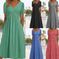 👗 50% RABATT NU! Kvinnors V‑ringad långklänning med kort ärm – elegant, mjuk & mångsidig – perfekt för fest, brunch & vardag 🌸✨