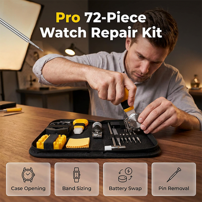 ⌚ 50% RABATT NU! 🔧 PRO 72-DELARS KLOCKREPARATIONSKIT – för boett, armband & batteri – perfekt för hemmabruk och proffs 🛠️✨