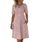 👗 50% RABATT NU! Women's Casual V‑Ring Printklänning med Fickor – blommigt mönster, mjukt tyg & praktiska sidofickor – perfekt för vardag och sommar 🌸☀️