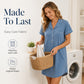 🧵 50% RABATT NU! Mjuk kortärmad nattlinne för kvinnor – premiumblandning, andningsbar & tidlös design – perfekt för en god natts sömn och lata morgnar 🌙✨