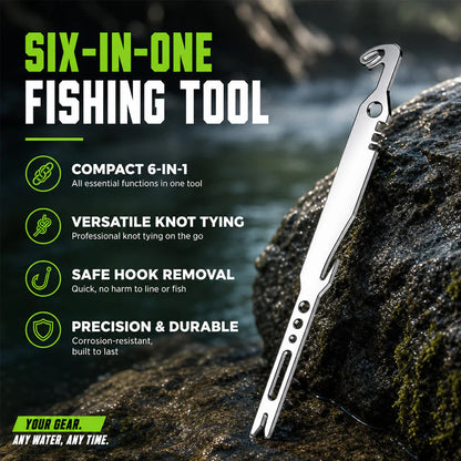 🎣Köp 1 få 1 gratis! 6‑i‑1 multifunktionellt fiskeverktyg i rostfritt stål – krokborttagare, knutbindare & mer – kompakt, hållbart & perfekt för alla fiskeäventyr 🐟✨