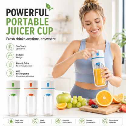 🍹 50% RABATT NU! Trådlös portabel juicepresskopp – 1200 mAh, 2‑i‑1 lock & 10‑bladig skärare – färsk juice på 35 sekunder – perfekt för kontoret, gymmet och resan 🥤✨