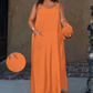 👗 50% RABATT NU! Ärmlös maxiklänning med fickor – U‑halsad, andningsbar & mångsidig – perfekt för varma dagar, stranden och vardagen ☀️✨