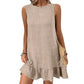 👗 50% RABATT NU! Women's Casual Sleeveless Ruffle Hem Mini Dress – elegant volangfåll, A‑linje & knytning baktill – perfekt för sommarfester, semester och vardag ☀️✨
