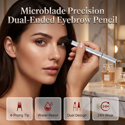 ✍️ 50% RABATT NU! Dubbeländad vattentät microblading-penna – 4-spetsig spets för hårliknande strån – håller hela dagen – perfekt för nybörjare och proffs 👁️✨