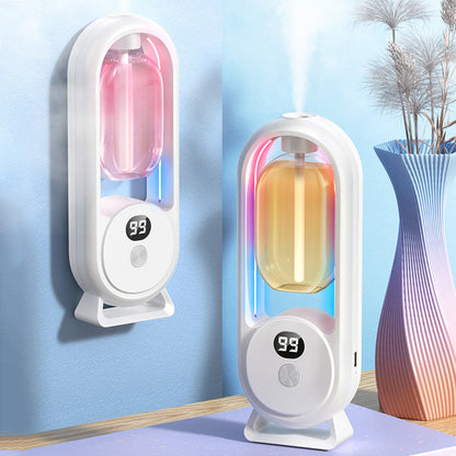 🌸 50% RABATT NU! Automatisk aromaterapi-diffusor – väggmonterad eller bordsplacerad – med 5 växlar, naturlig doft & färgrikt nattljus – perfekt för vardagsrum, sovrum och kontor 🕯️✨