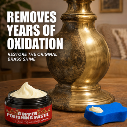 ✨ 50% RABATT NU! Koppar- & mässingspolish med svamp – tar bort oxidation & fina repor – återställer spegelblank glans – perfekt för musikinstrument, dörrhandtag och antik inredning 🎺✨