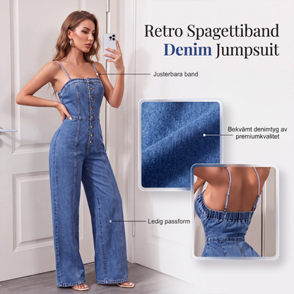 💫 50% RABATT NU! Kvinnors jeansoverall med spaghettiband och vida ben – chic, rörlig & perfekt för sommaren 👖✨