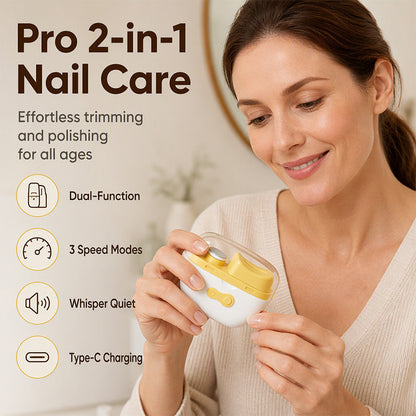 ✂️ 50% RABATT NU! 2-i-1 uppladdningsbar elektrisk nagelklippare och nagelslip – skonsam, tyst & ergonomisk – perfekt för barn, äldre och hela familjen 💅✨