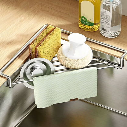 🧽 50% RABATT NU! Platsbesparande hörnställ för diskbänken – snabbtorkande, stabil & enkel att installera – perfekt för svampar, trasor och rengöringsverktyg 🧼✨