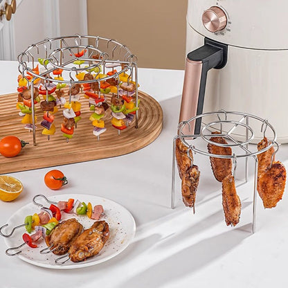 🔥 50 % RABATT NU! 316 rostfritt stål multifunktionellt grillgaller – maxa din luftfritös – dubbel kapacitet, jämn värme & livsmedelsgodkänt 🍗🍟