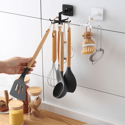🎁 50% RABATT – HETT SALU! 360° roterande vikkrok – vägg- och takmontering, borrfri & bär upp till 10 kg – perfekt för kök, badrum, hall och kontor 🧹✨