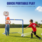 2-in-1 Kids Sports Set with Football Goal, Basketball Stand, 2 Balls & Pump