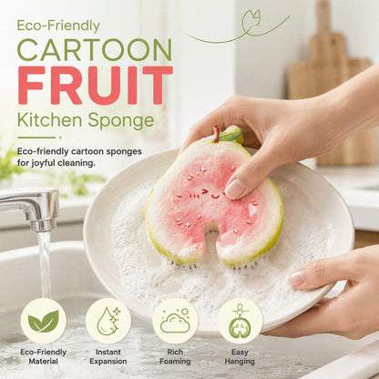 🔥🍓 50% RABATT NU! 🧽 Söt fruktformad disksvamp – effektiv rengöring, rolig design & miljövänlig – perfekt för köket 🍋✨