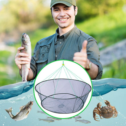 🎣 50% RABATT NU! Bärbart hopfällbart lyftnät för fiske – bred rund öppning, nylonnät & flera linor – perfekt för krabbfiske, räkfångst och betesinsamling 🦀✨