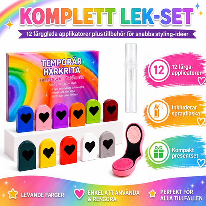🎨 50% RABATT NU! Tillfällig hårkritauppsättning för flickor – ögonblicklig färgknull, pärleffekt & giftfri formula – perfekt för kalas, temafester och kreativ lek ✨💇‍♀️