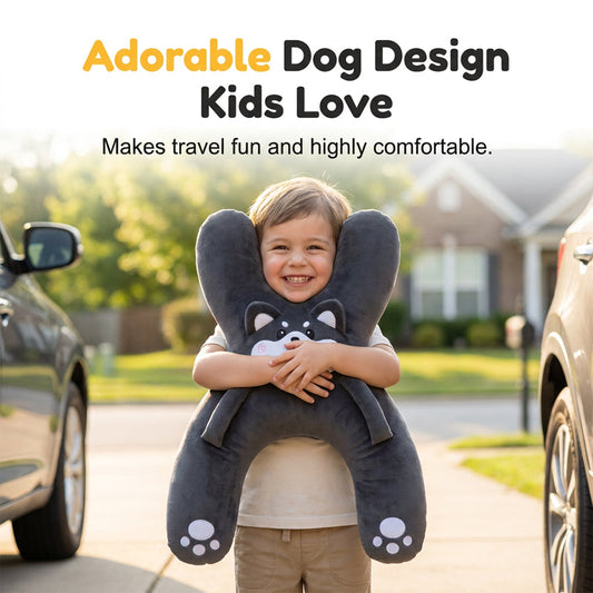 🚗 50% RABATT NU! Children's H-Shaped Car Travel Pillow – ergonomisk H-form, integrerat bältesspår & mjuk plysch – perfekt för bilresor och barnets komfort 🐻✨