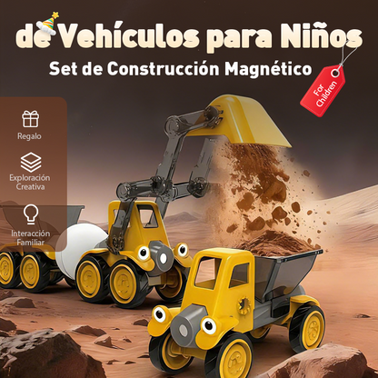 🎄 50% RABATT NU! 🚜 Magnetiskt fordonsbyggset – bygg, lek & lär – perfekt julklapp för små byggare från 3 år 🧲✨