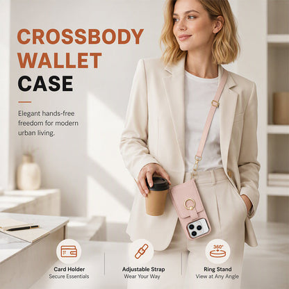 📱 50% RABATT NU! ✨ Magnetic Wallet Case with Ring Stand – plånboksfodral, 360° ringstativ & avtagbar axelrem – perfekt för vardagen, resor och stil 👜🔒
