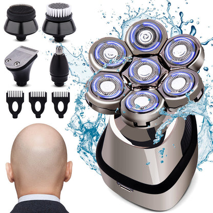 🪒 50% RABATT NU! ✨ 7D Waterproof Head Shaver Kit for Bald Men – flytande 7-bladssystem, 5 utbytbara huvuden & IPX6 vattentät – perfekt för en nära och bekväm rakning 💈🚿