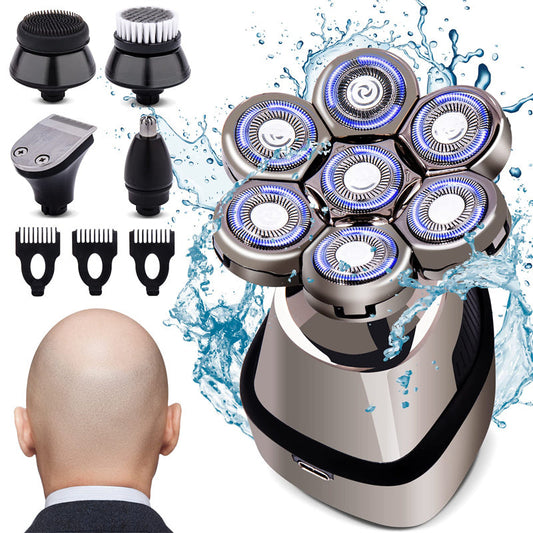 🪒 50% RABATT NU! ✨ 7D Waterproof Head Shaver Kit for Bald Men – flytande 7-bladssystem, 5 utbytbara huvuden & IPX6 vattentät – perfekt för en nära och bekväm rakning 💈🚿