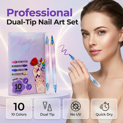 🎨 50 % RABATT NU! 💅 10-färgat nagelkonstset med dubbla spetsar – skapa precisa detaljer, färgstarka mönster och salongsliknande nageldesign hemma ✨