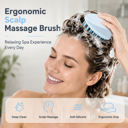 🧴🔥Köp 1 få 1 gratis 💆‍♀️ Silicone Scalp Massage Shampoo Brush – ergonomisk design, djuprengöring & lugnande massage – perfekt för en frisk och ren hårbotten ✨🛁