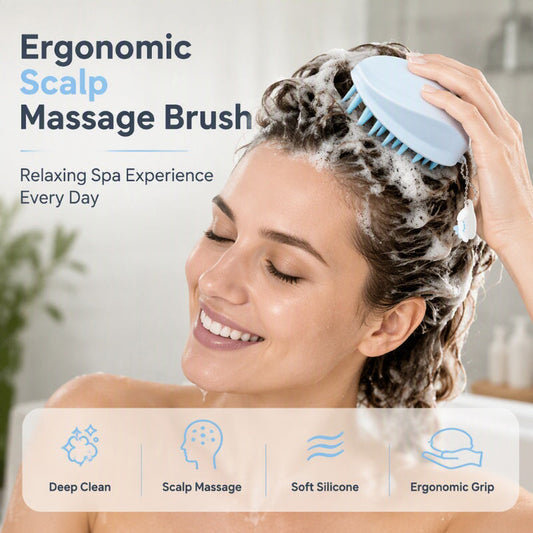 🧴🔥Köp 1 få 1 gratis 💆‍♀️ Silicone Scalp Massage Shampoo Brush – ergonomisk design, djuprengöring & lugnande massage – perfekt för en frisk och ren hårbotten ✨🛁