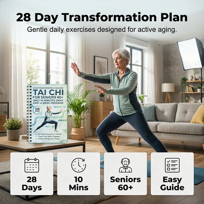 📘 50% RABATT NU! 🧘 Tai Chi Practice Book for Seniors & Beginners – 28-dagars program, 10-minuters dagliga övningar & nybörjarvänliga rörelser – perfekt för styrka, balans och avslappning 🌿✨