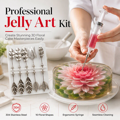 🛒 50% RABATT NU! 🎂 3D‑verktyg för gelatinkonst – professionellt kit, realistiska blommor & rostfritt stål – perfekt för kreativa efterrättsdekorationer ✨🎨