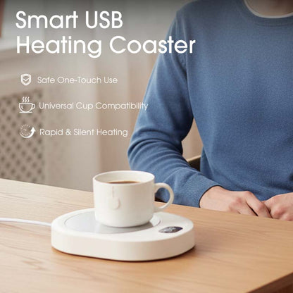 🔥 50% RABATT NU! ⚡ Smart USB-uppvärmd underlägg – justerbar värme för skrivbord och hemmabruk -Kompatibel med olika koppar – keramik, glas och rostfritt stål ☕✨