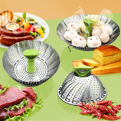 🍲 50% RABATT NU! ✨ Utökbar ångkorg i rostfritt stål – perfekt för ångkokning i grytor 🥦