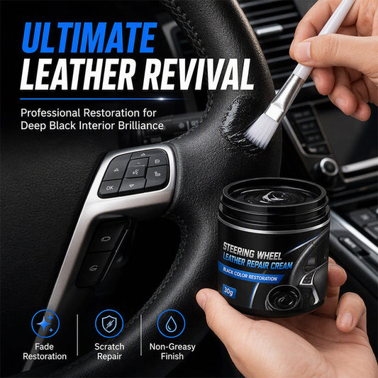 🚗 50% RABATT NU! Car Steering Wheel Leather Repair Cream – återställer blekt läder, omedelbar färgåterhämtning & naturlig satinfinish – perfekt för ratt, dörrpaneler och interiör ✨🛋️