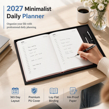 2027 Minimalistisk Daglig Planner Anteckningsbok