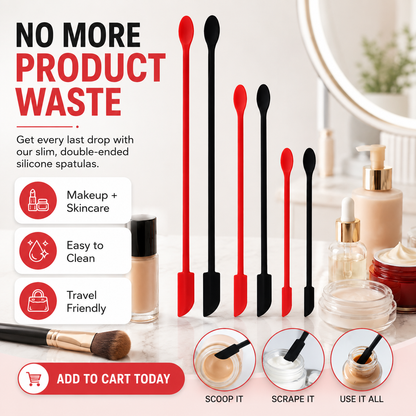 🧴 50% RABATT NU! ✨ Mini Silicone Spatula Set for Makeup and Skincare – dubbeländad design, flexibelt silikon & flera storlekar – perfekt för att få ut varenda droppe ur dina produkter 💄🧖‍♀️
