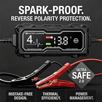 🔋 50% RABATT NU! 🔌 Smart batteriladdare och batteriunderhållare – voltmetertestare, pulsreparation & 8-faldigt säkerhetsskydd – perfekt för bilar, båtar och fritidsfordon 🚗⚡