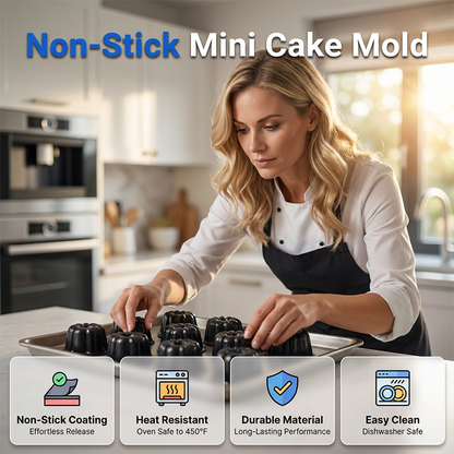 🍰 50% RABATT NU! 🎃 Mini pumpakaksform i kolstål – non-stick, jämn värmefördelning & professionell design – perfekt för individuella desserter och familjebak ✨🧁