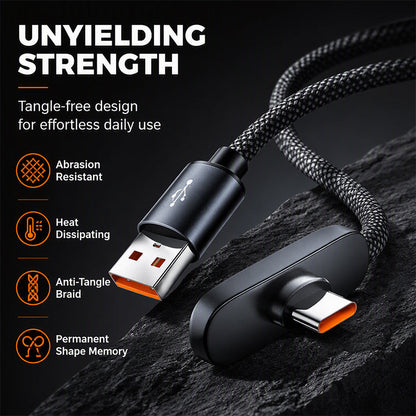 ⚡ 50% RABATT NU! 🎮 100W 90-graders snabbladdningskabel med Type-C – vinkelkontakt, flätad nylon & extrem hållbarhet – perfekt för gaming, laddning och vardagsbruk 🔌✨