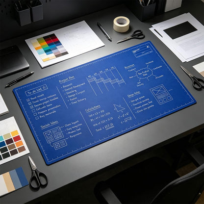 📝✨ 50% RABATT IDAG! Blueprint-skrivbordsmatta – återanvändbar kreativ arbetsyta med Blueprint-markören – skriv, skissa och planera utan att slösa papper 🔵🖊️