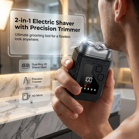🪒 50% RABATT NU! 🧔 2-In-1 Electric Shaver With Precision Trimmer – inbyggd HD-spegel, dold näshårstrimmer & smart LED-display – perfekt för resor och snabba uppfräschningar ✨