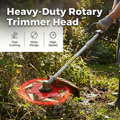 🌿 50 % RABATT NU! ⚙️ 6-bladigt ståltrimmerhuvud – kraftfull design för tjocka ogräs och övervuxet gräs, med smart återdragbar bladdesign och premium manganstålblad 🔧