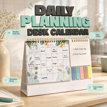 🗓️ 50% RABATT NU! ✨ 2027 Creative Desk Calendar with Sticky Notes – daglig planering, färgflikar & anteckningsutrymme – perfekt för en prydlig och inspirerande arbetsyta 📝