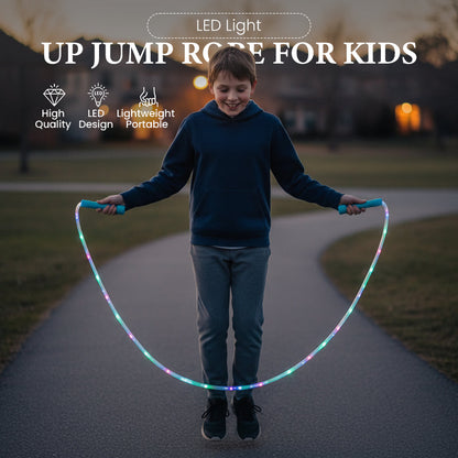 🪢✨ 50% RABATT NU! LED Light-Up Jump Rope for Kids – dynamisk ljusshow, justerbar längd & halkfria handtag – perfekt för aktiva barn och nattlek 🌈