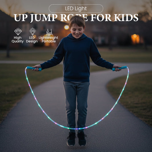 🪢✨ 50% RABATT NU! LED Light-Up Jump Rope for Kids – dynamisk ljusshow, justerbar längd & halkfria handtag – perfekt för aktiva barn och nattlek 🌈