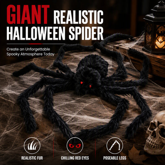 🕷️ 50% RABATT NU! Halloween utomhusdekorationer jättespindel – gigantisk, realistisk & kusligt lurvig – perfekt för trädgården, verandan och spökhuset 🎃✨