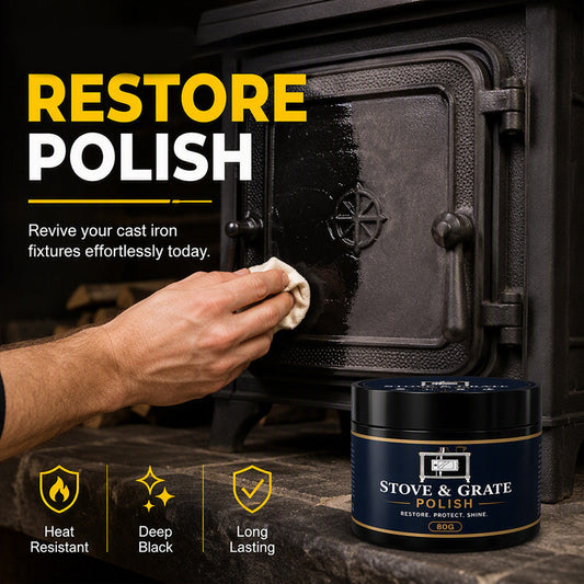 🔥 50% RABATT NU! Cast Iron Stove Polish med svamp – återställer rik svart finish, värmeskydd & enkel applicering – perfekt för eldstäder, kaminer och gjutjärn ✨