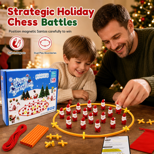🎅 50% RABATT NU! ♟️ Christmas Santa Claus Magnetic Chess Board Game – strategiska julmatcher, magnetiska pjäser & festlig design – perfekt för familjespelkvällar i vinter ✨